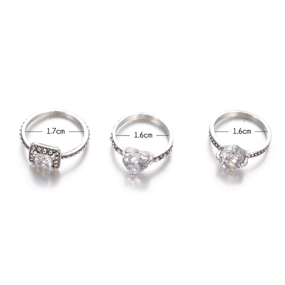 **CORAZON* 3-Pc Silver Rhinestone Fashion Ring Set - Picture 7 of 7